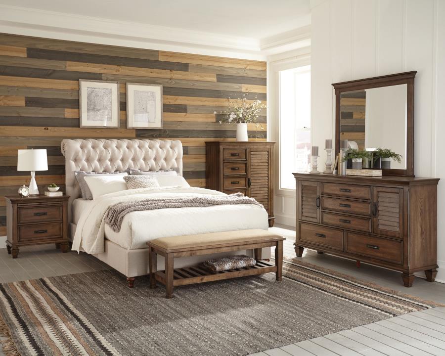 Devon Upholstered Queen Panel Bed Beige 300525Q