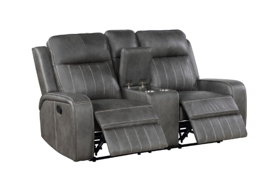 Raelynn Upholstered Track Arm Motion Loveseat Grey 603192