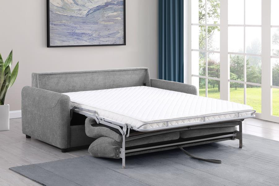 Rylie Upholstered Sofa Sleeper with Queen Mattress Grey 360029