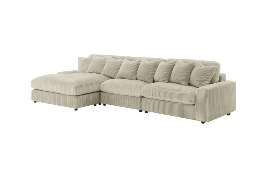 Sofá chaise longue reversible tapizado Blaine en color arena 509899-SET