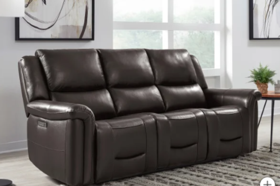 Alba Leather Power Reclining Sofa with Power Headrests FLOOR MODEL