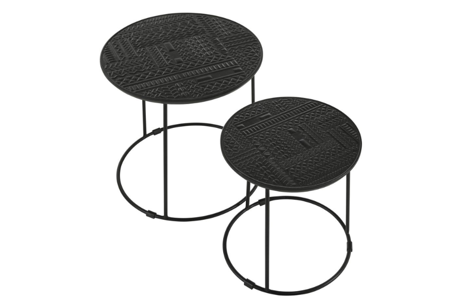 Loannis 2-piece Round Mango Wood Nesting Table Matte Black 935842