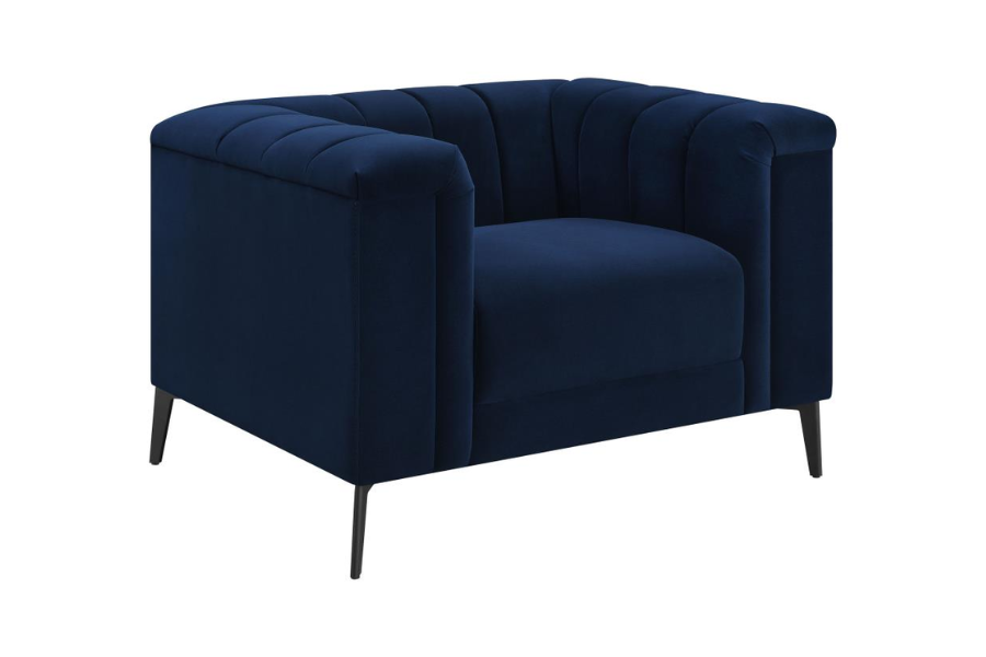 Chalet Upholstered Tuxedo Arm Tufted Chair Blue 509213