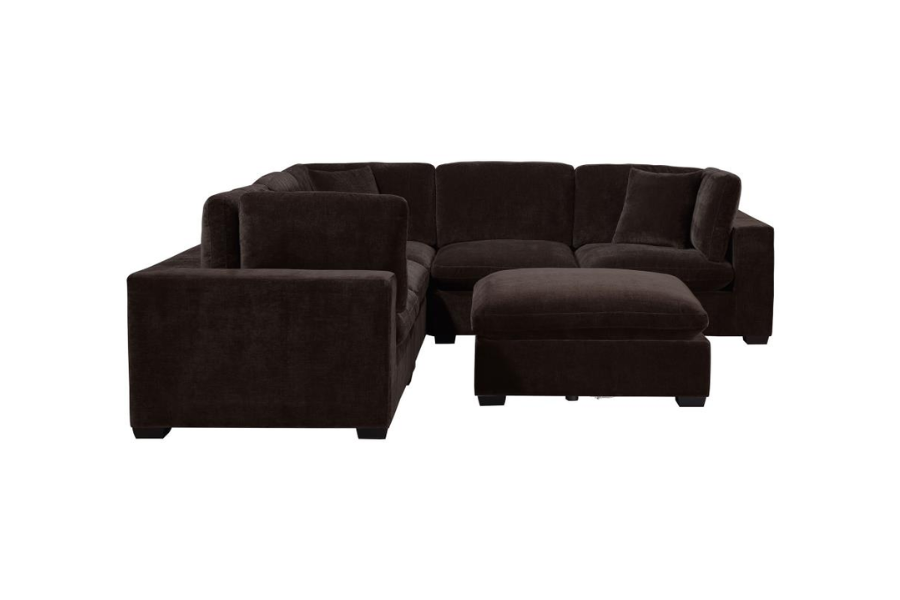 Seccional modular tapizado de 6 piezas Lakeview en color chocolate 551464-SET