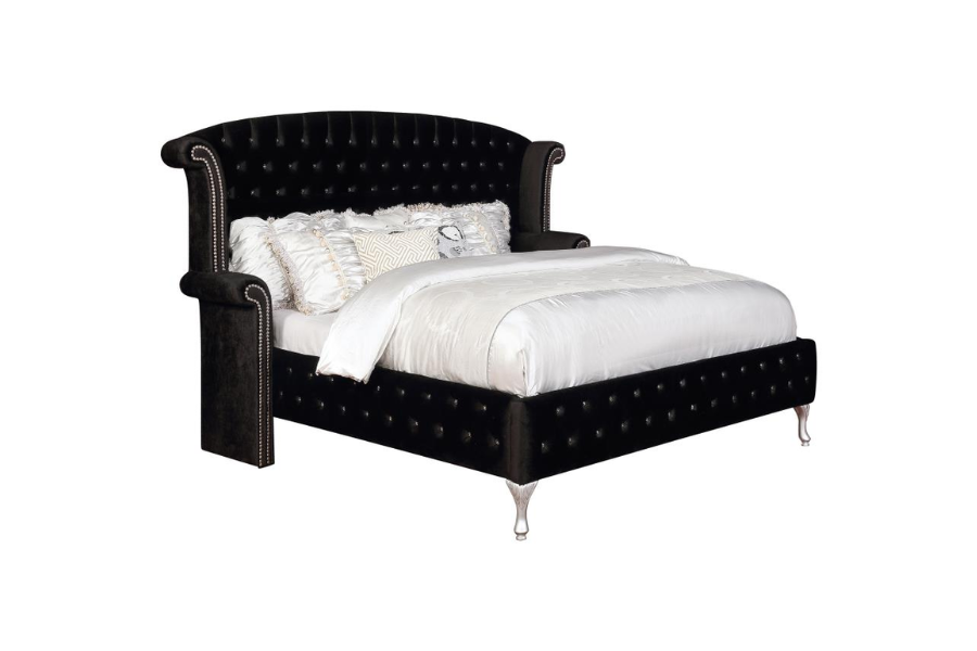 Deanna Upholstered Eastern King Wingback Bed Black 206101KE