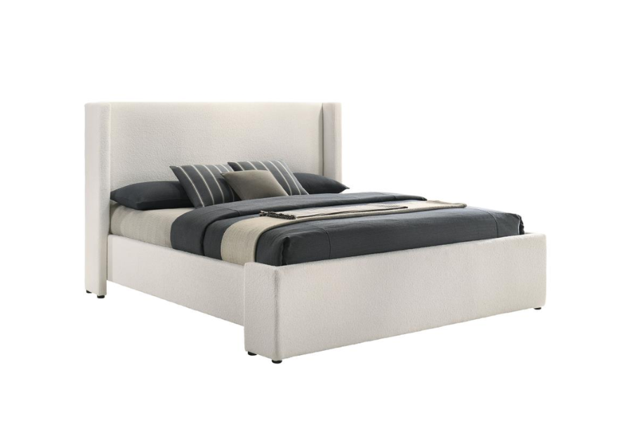 Alamosa Boucle Upholstered Eastern King Platform Bed White 310078KE
