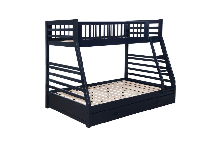 Ashton 2-drawer Wood Twin Over Full Bunk Bed Navy Blue 460181