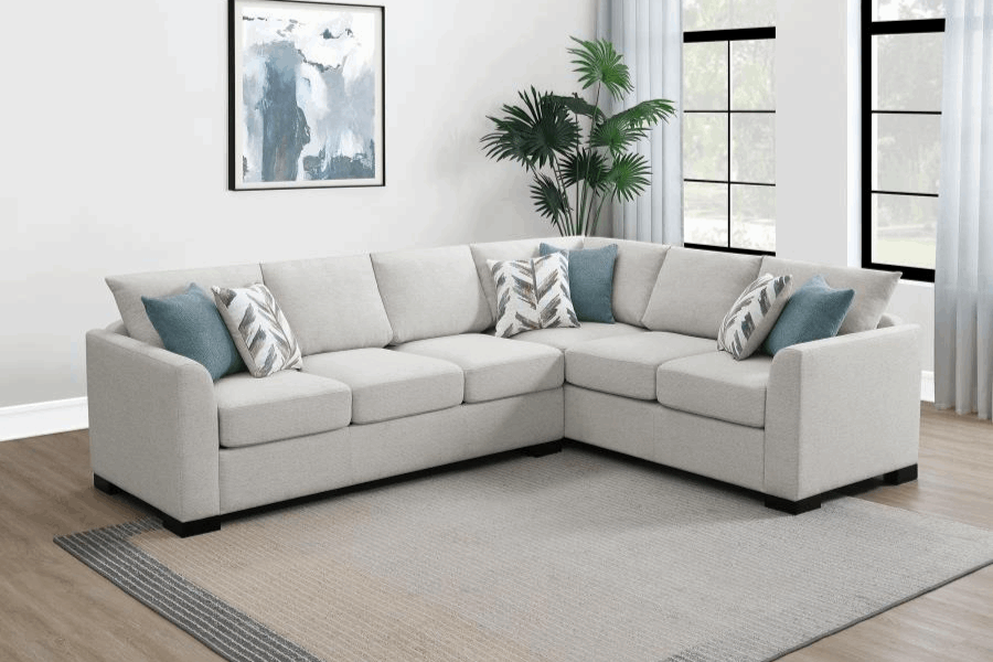 Ashford Chenille Upholstered Sleeper Sectional Sofa Greige 500818