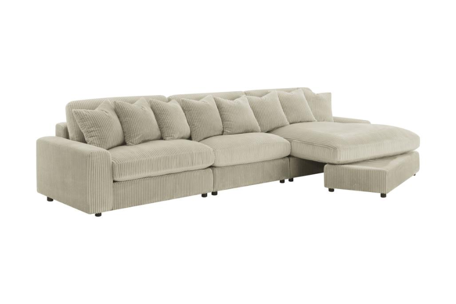 Sofá chaise longue reversible tapizado Blaine en color arena 509899-SET