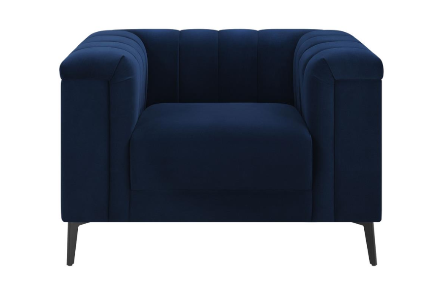 Chalet Upholstered Tuxedo Arm Tufted Chair Blue 509213