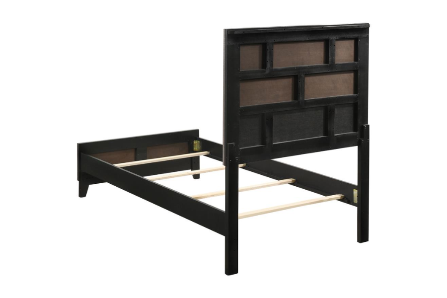 Cama individual con paneles Watson Wood en roble gris 212421T