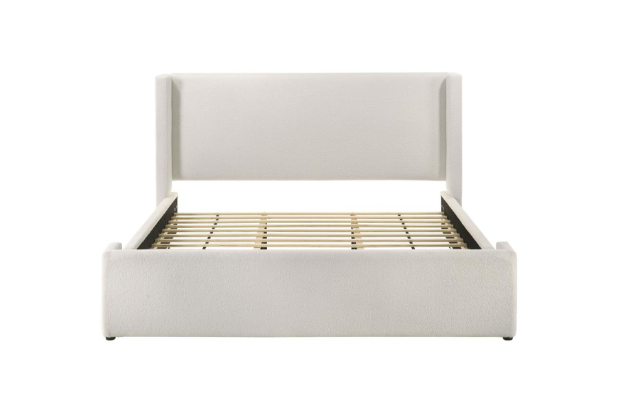 Alamosa Boucle Upholstered Eastern King Platform Bed White 310078KE