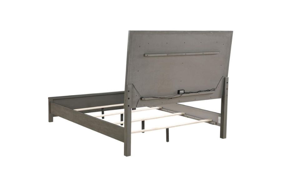 Kieran Wood Queen LED Panel Bed Grey 224741Q