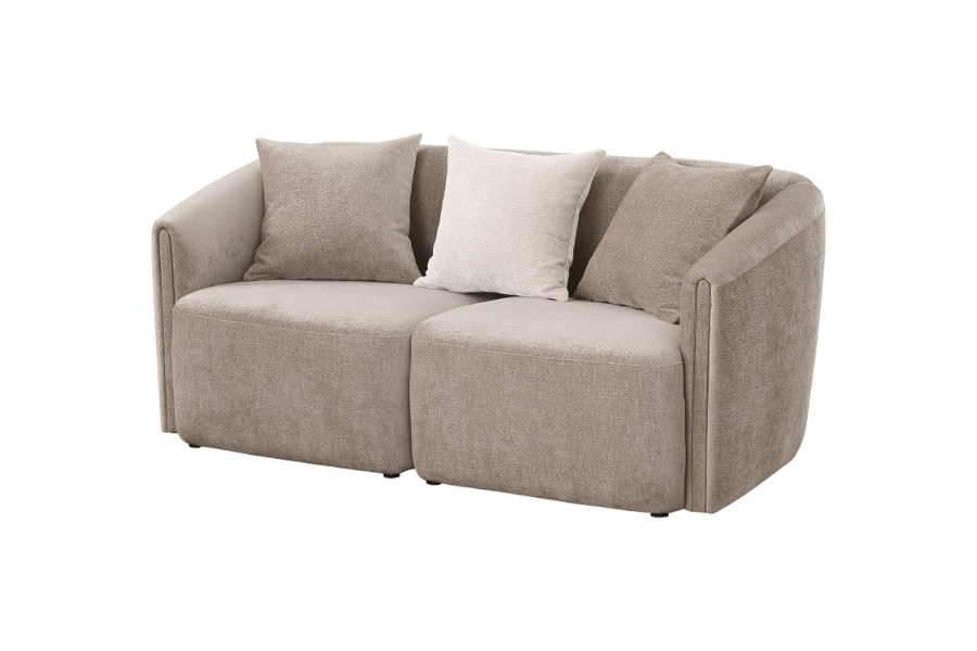 Townsend Chenille Upholstered Rolled Arm Loveseat Latte 504755