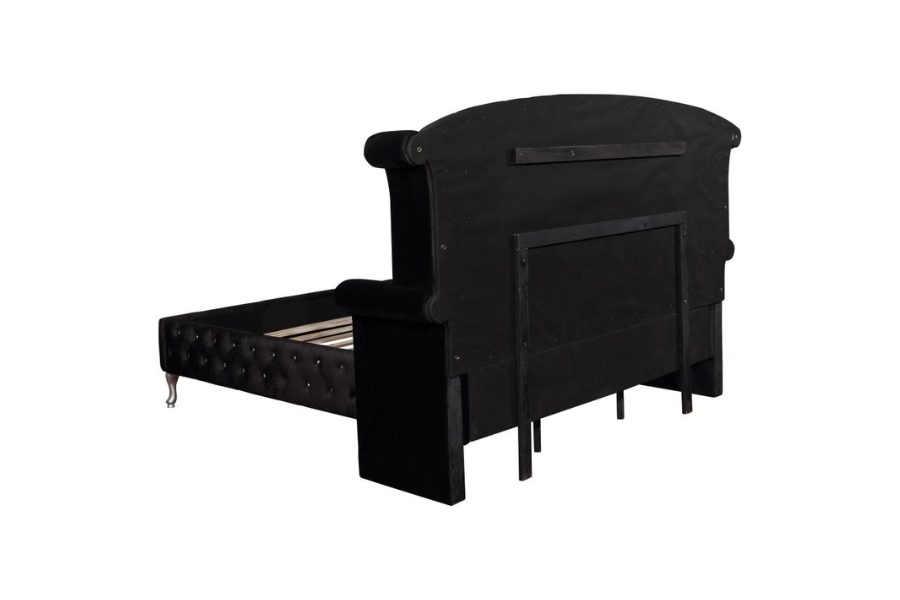 Deanna Upholstered Eastern King Wingback Bed Black 206101KE