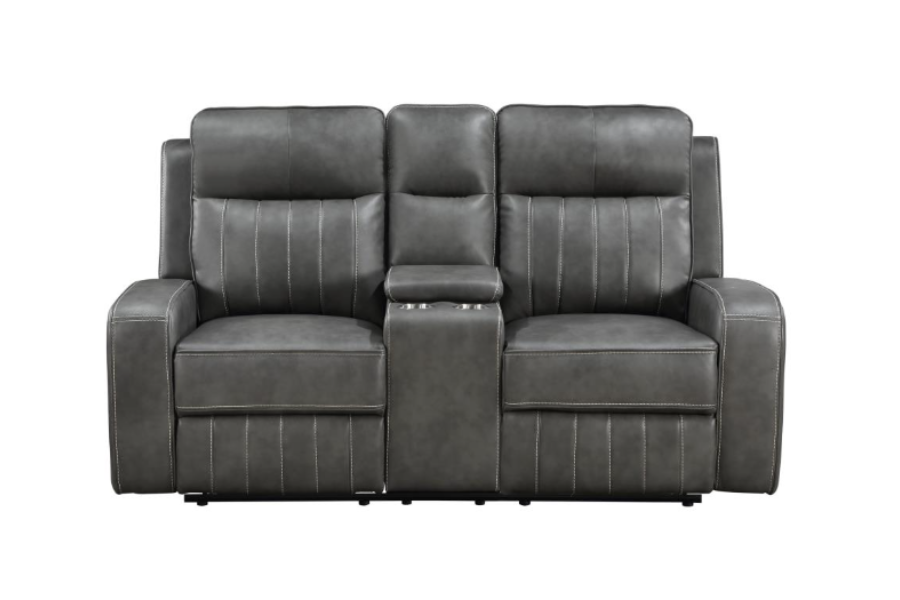 Raelynn Upholstered Track Arm Motion Loveseat Grey 603192