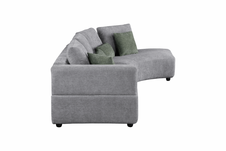 Toscano 134-inch Upholstered Sectional Sofa Grey 504075