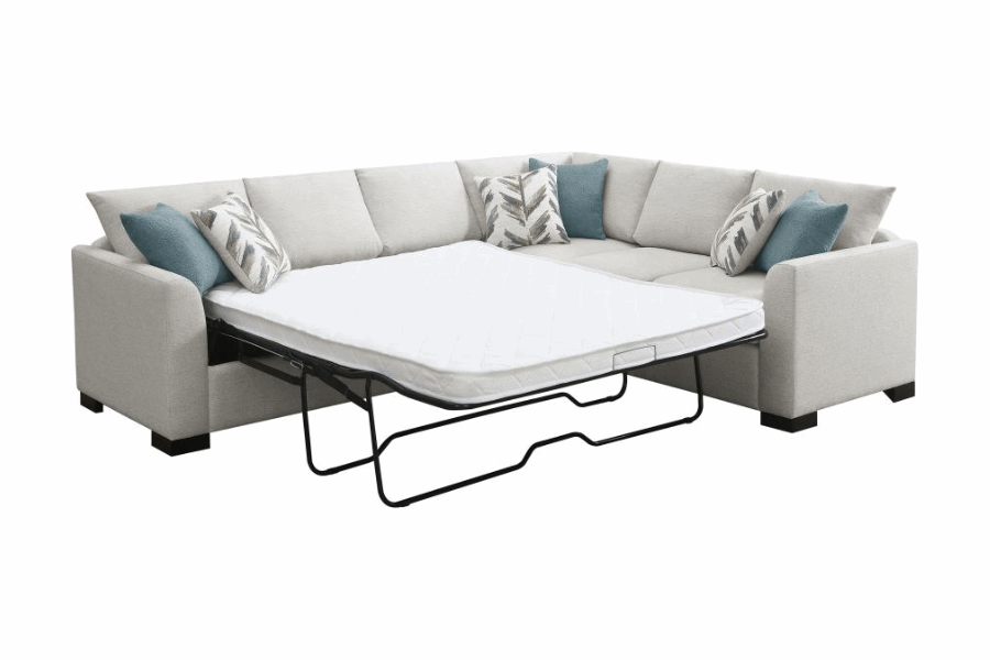 Ashford Chenille Upholstered Sleeper Sectional Sofa Greige 500818