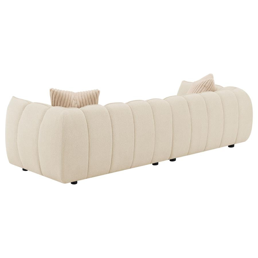 Winchester Boucle Upholstered Extra Long Sofa Sand Pebble 503997