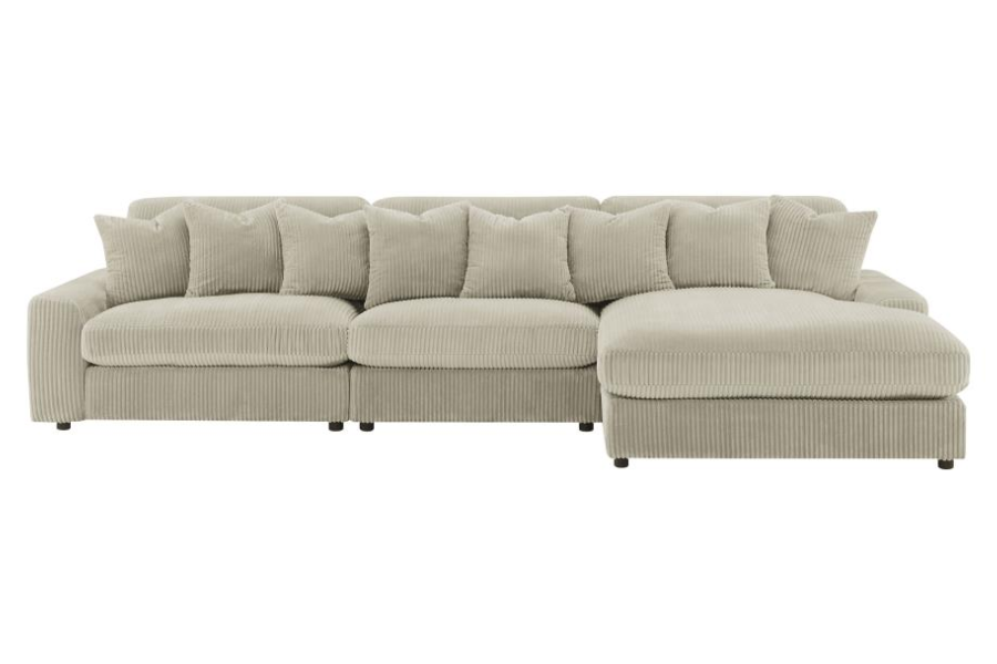 Sofá chaise longue reversible tapizado Blaine en color arena 509899-SET