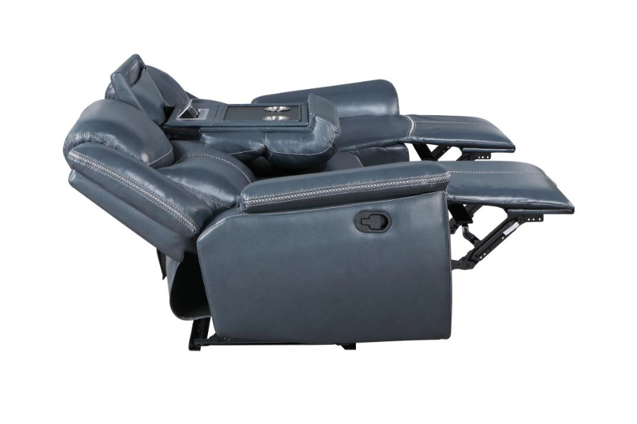 Conjunto de sofá reclinable tapizado de 3 piezas Sloane azul 610271-S3