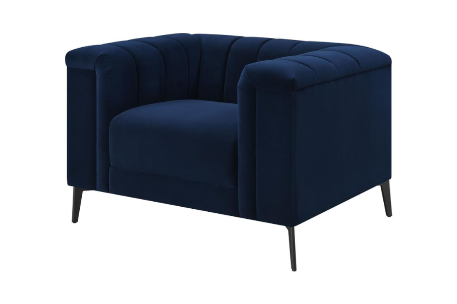 Chalet Upholstered Tuxedo Arm Tufted Chair Blue 509213