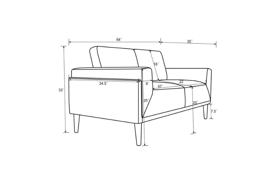 Rilynn Upholstered Track Arm Loveseat Grey 509525