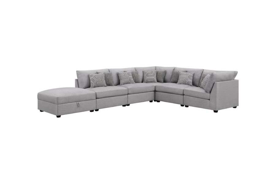 Cambria 6-piece Upholstered Modular Sectional Sofa Grey 551511-SET