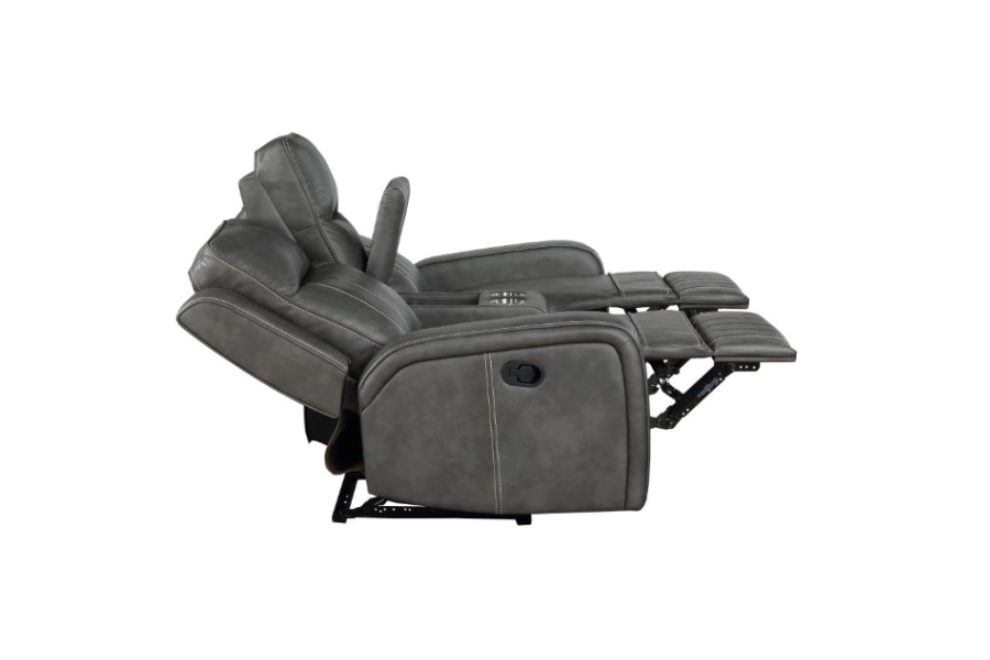 Raelynn Upholstered Track Arm Motion Loveseat Grey 603192