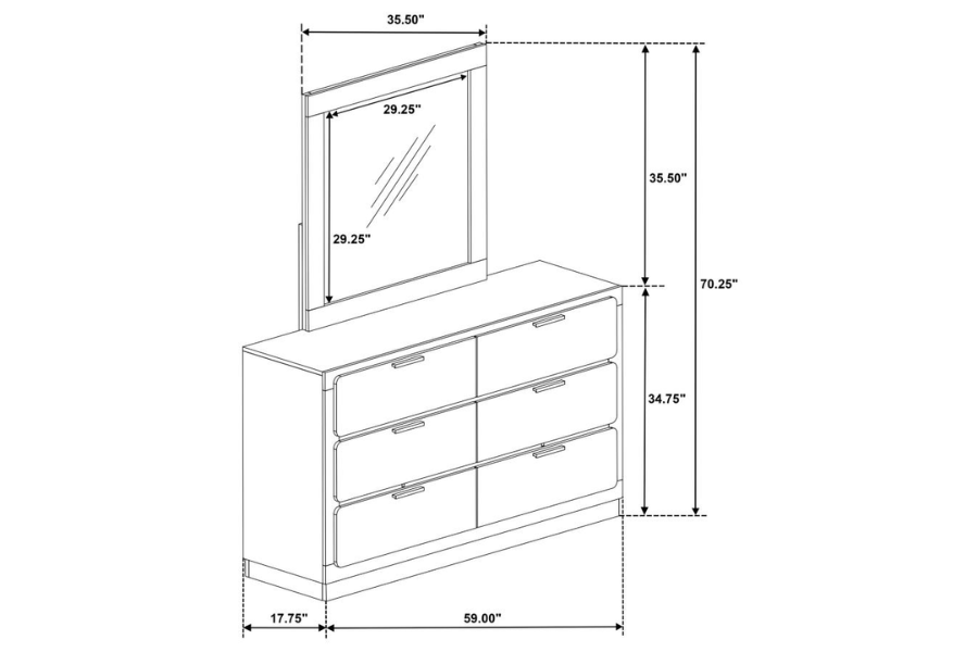 Caraway 6-drawer Dresser with Mirror White 224773M
