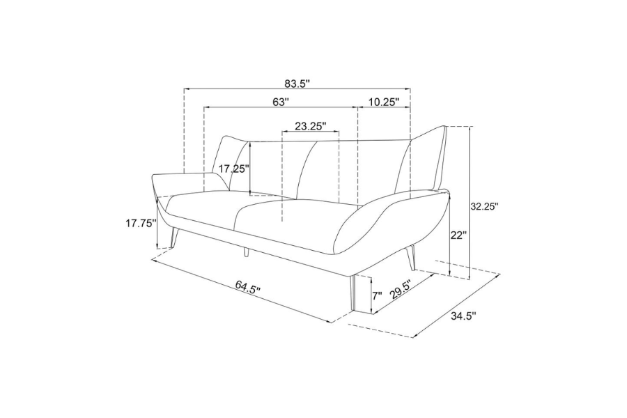 Acton Upholstered Flared Arm Sofa Teal Blue 511161