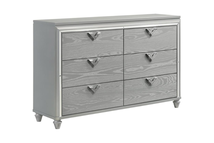 Juego de dormitorio Verónica de 5 piezas tamaño Queen en plata clara 224721Q-S5