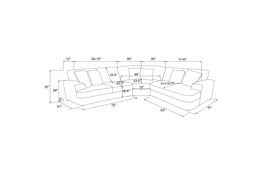 Emberson 3-piece Upholstered Modular Sectional Sofa Ivory 508851-S3