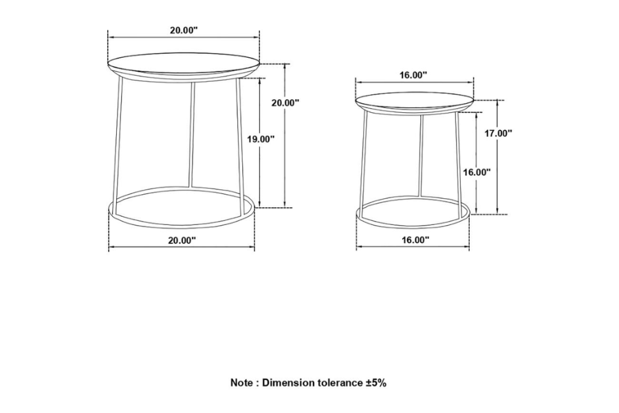 Loannis 2-piece Round Mango Wood Nesting Table Matte Black 935842