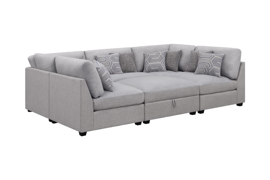 Cambria 6-piece Upholstered Modular Sectional Sofa Grey 551511-SET