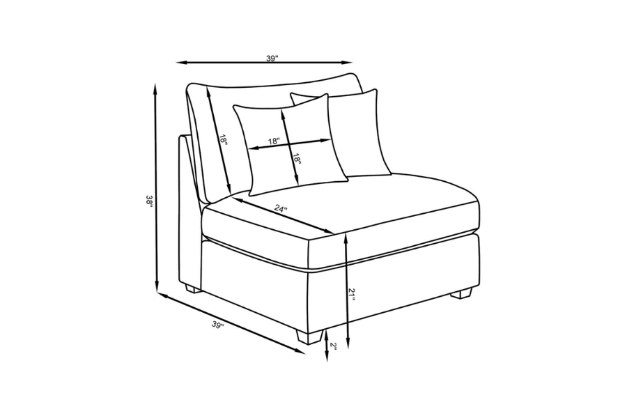 Cambria Upholstered Armless Chair Grey 551511