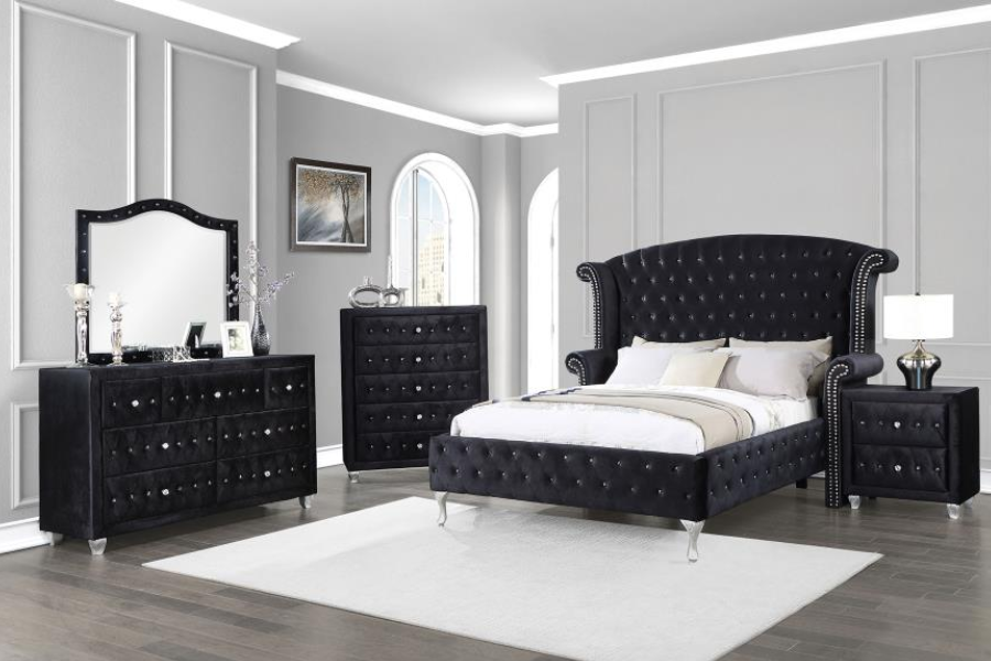 Deanna 7-drawer Upholstered Dresser Black 206103