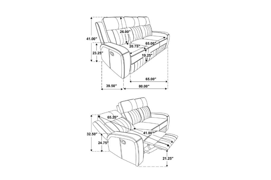 Raelynn Upholstered Track Arm Motion Sofa Grey 603191