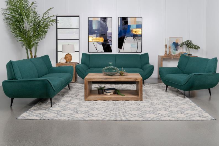 Acton Upholstered Flared Arm Sofa Teal Blue 511161