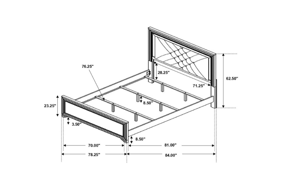 Juego de dormitorio Penélope de 4 piezas con cama tamaño king en color Midnight Star 223571KE-S4