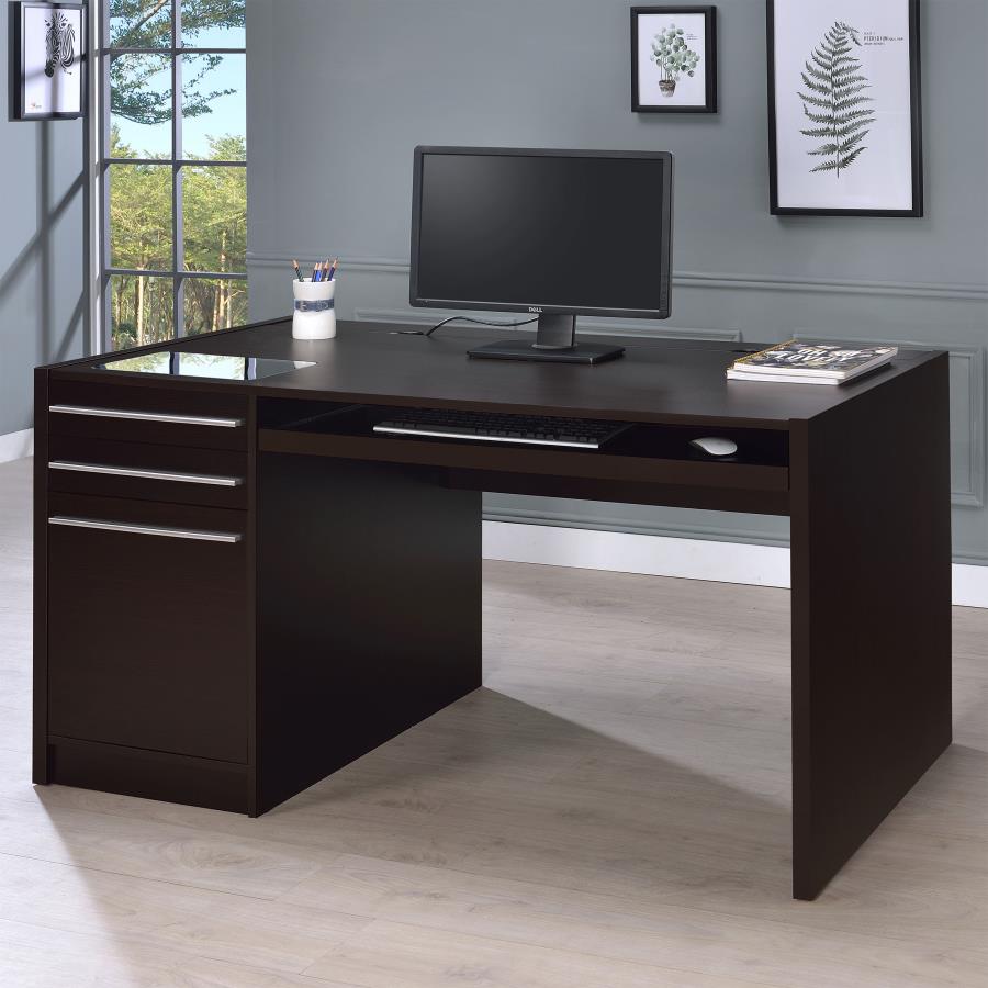 Escritorio de oficina Halston Connect-it con 3 cajones, color capuchino 800982