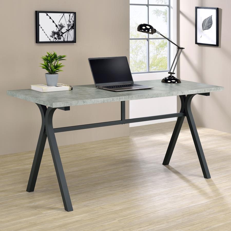 Escritorio rectangular Tatum en cemento y bronce 805891