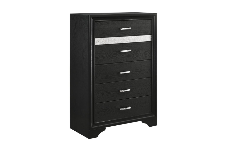 Juego de dormitorio de 5 piezas Miranda Eastern King en color negro 206361KE-S5