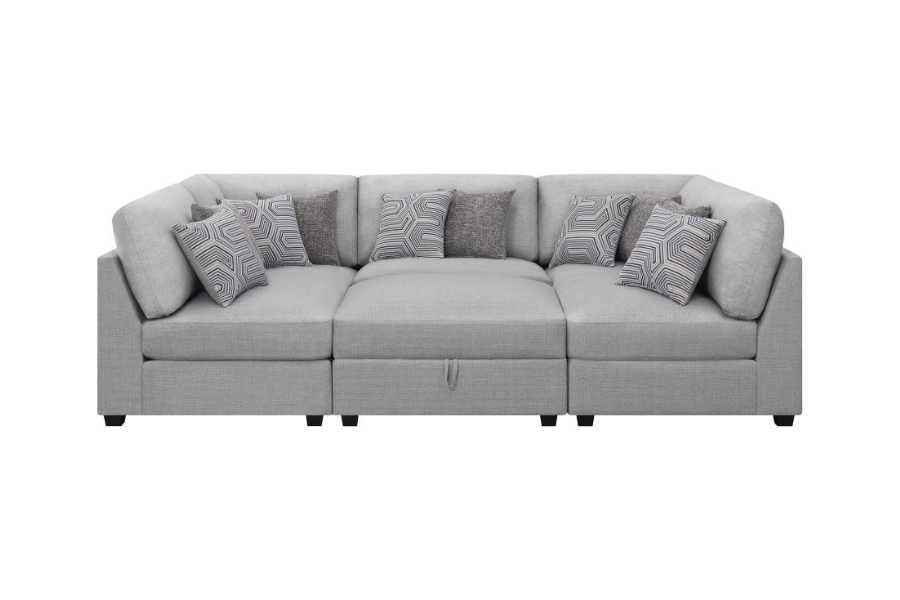 Cambria 6-piece Upholstered Modular Sectional Sofa Grey 551511-SET