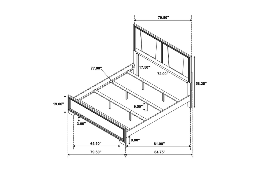 Juego de dormitorio Janine Eastern King de 4 piezas en gris 223551KE-S4 Próximamente
