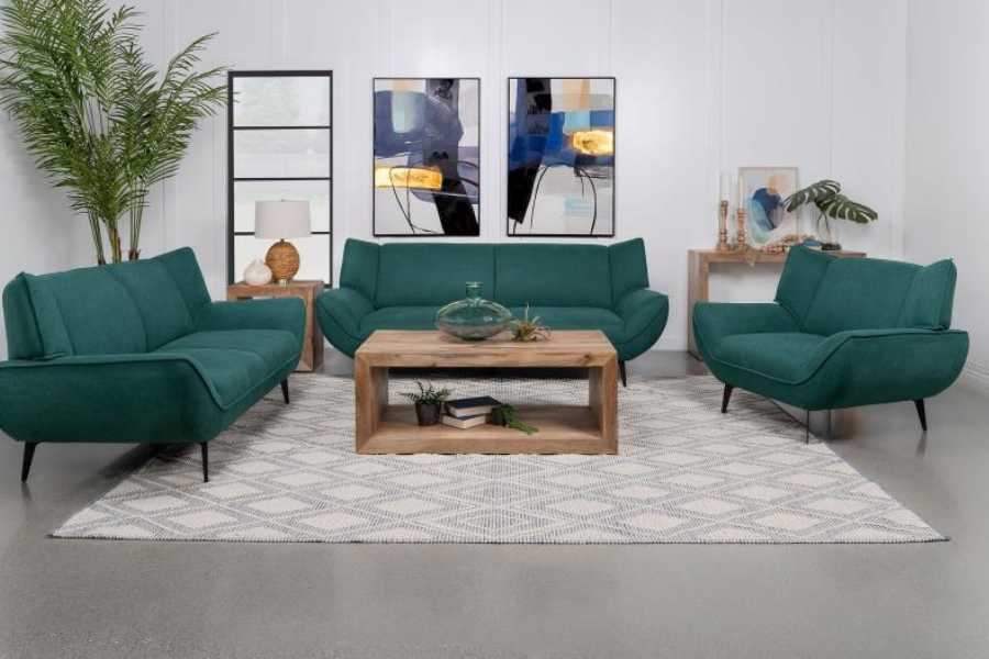 Acton Upholstered Flared Arm Loveseat Teal Blue 511162