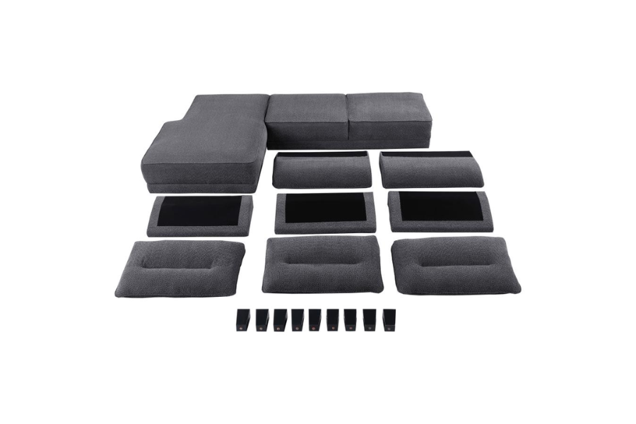 Caspian Upholstered Curved Arm Chaise Sectional Sofa 509540