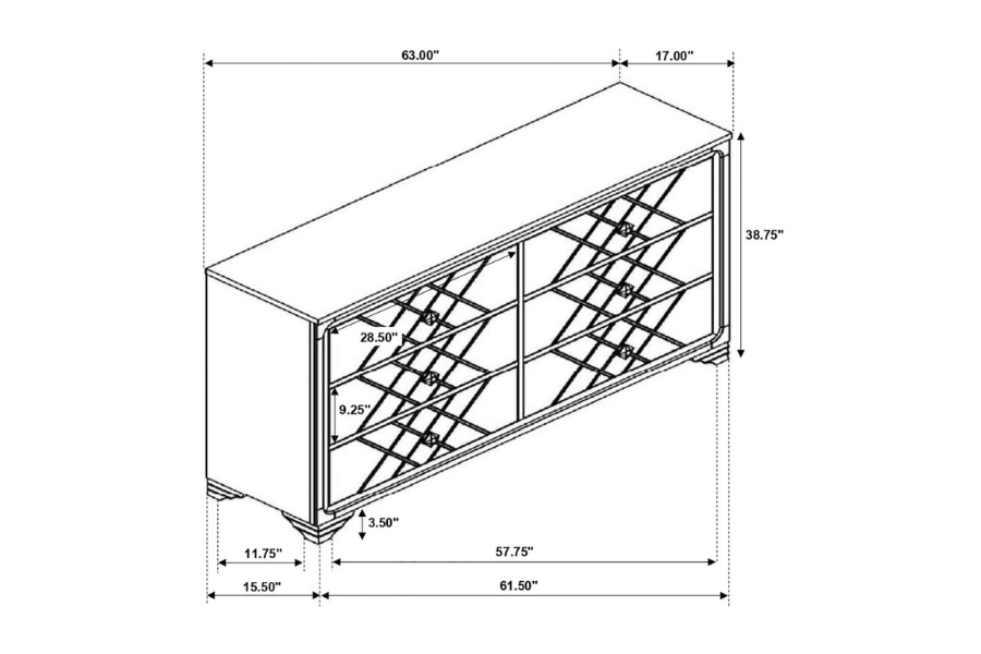 Juego de dormitorio Penélope de 4 piezas con cama tamaño king en color Midnight Star 223571KE-S4