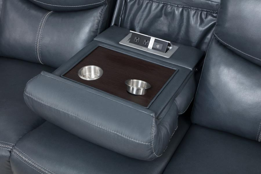 Conjunto de sofá reclinable tapizado de 3 piezas Sloane azul 610271-S3