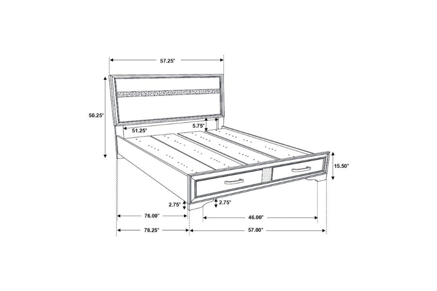 Juego de dormitorio de 5 piezas Miranda Queen en color negro 206361Q-S5
